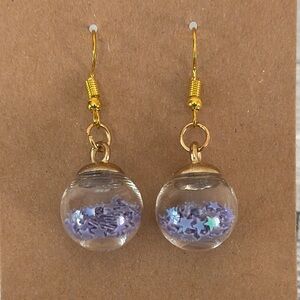 Elegant Gold & Purple Glass Earrings NWOT